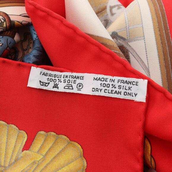 HERMES Red Silk Scarf - Picture 3 of 6